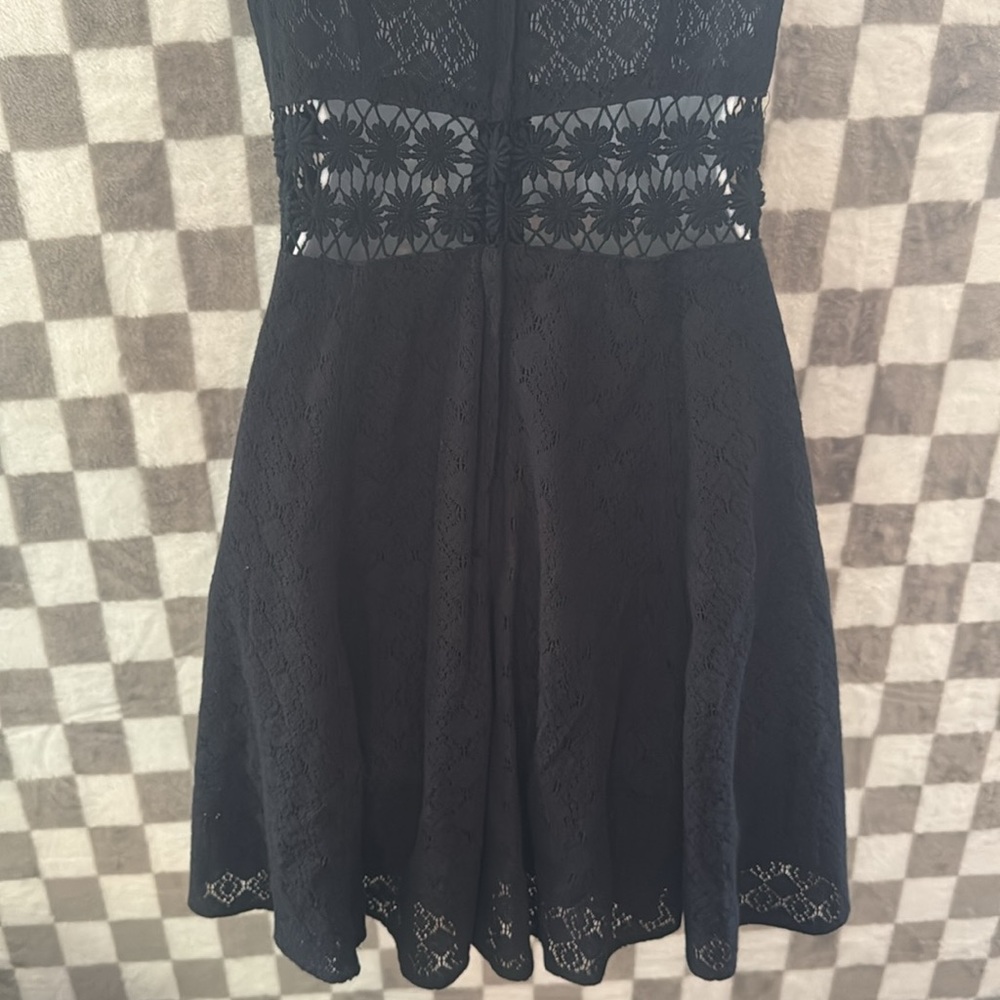 Free people Black Laced Crochet Daisy waist Skater dress size 6 - Picture 8 of 10